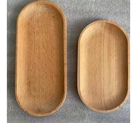 Lot de 2 mini plateaux ovales en bois de hêtre sans peinture, petite assiette en bois pour enfants, plateau décoratif bois