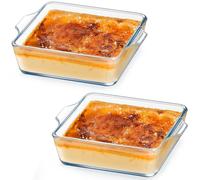Lot de 2 mini-plats à gratin en verre borosilicaté, 0,4 litre, 12 x 15 x 4 cm, pour 1 personne (portion individuelle), adaptés au four, au micro-ondes, au congélateur et au lave-vaisselle.