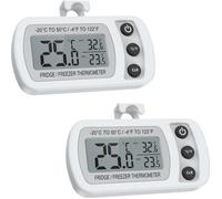 Lot de 2 mini thermomètres réfrigérateur/congélateur étanches IPX3 - écran LCD, enregistrement Max/Min