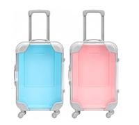 Lot de 2 mini valises cadeaux, réutilisables, avec roulettes et poignée, pour caisse de vacances, pour anniversaire, mariage, tirelire (rose et bleu)