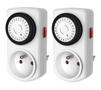 Lot de 2 Minis programmateurs mécaniques journaliers - GAO - 3680 W - 48 programmes - Blanc