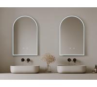 Lot de 2 miroirs de salle de bain en arche anti buée avec leds - L50 x H80 cm - ARCADI