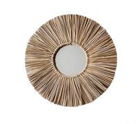 Lot de 2 miroirs muraux décoratifs en corde de paille, design rustique et minimaliste, 38,1 cm, rond