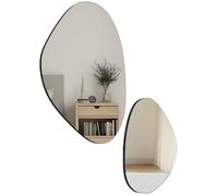 Lot de 2 miroirs muraux - HOMCOM - irréguliers en forme de galet - cadre en métal - 70 x 46 cm/49,5 x 31 cm - noir
