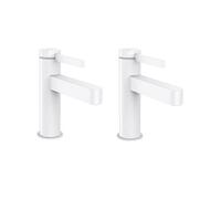 Lot de 2 mitigeurs lavabo Finoris 110 avec bonde Push-Open blanc mat