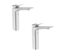 Lot de 2 mitigeurs lavabo réhaussé Ideal Standard Conca sans tirette ni vidage chromé