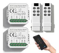 Lot de 2 modules d'interrupteur de volet roulant intelligent RF WIFI avec télécommande RF 433 MHz, convient pour volets roulants, stores, stores, compatible avec Alexa/Google Home contrôle par
