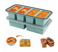 Lot de 2 Moule à Soupe Congelation, 125ml/250ml/500ml Plateaux de Congélation en Silicone avec Couvercle, Récipients de Congélation Souper Cubes pour Souper, Bouillon (2+4 Compartiments)