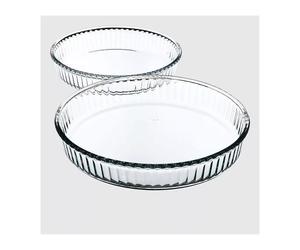 Lot de 2 Moule à tarte Tourtière en verre 26 + 32 cm Menastyl