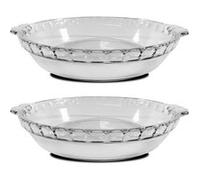Lot de 2 moule en verre fileté, plateau réfractaire rond avec poignées latérales, plat à four moule de cuisson, capacité 0.6 L - Longueur 20.2 x Profondeur 17.9 x Hauteur 3.9 cm -JUANIO- Transparent G