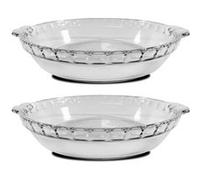 Lot de 2 moule en verre fileté, plateau réfractaire rond avec poignées latérales, plat à four moule de cuisson, capacité 1.3 L - Longueur 25.7 x Profondeur 22.8 x Hauteur 4.7 cm -JUANIO- Transparent G