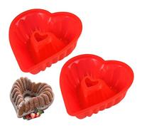 Lot de 2 Moule Gateau Coeur, 20cm Moule Gateau Silicone, Rouge | Sans Bpa, Lavable Au Lave-Vaisselle, Pour Muffins, Cupcakes, GâTeaux, Mousses, Puddings, GlaçOns Et GeléEs