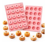 Lot de 2 Moule Silicone Mini Kouglof,20 Cavités Moule Mini Savarin Silicone | Moule Mini Kouglof (40 au Total), Moule à Gâteau Silicone pour Mini Donuts, Muffins & Chocolats, Antiadhésif & Sans BPA