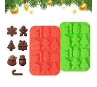 Lot de 2 moules à chocolat de Noël en forme de bonhomme en pain d'épices, moule à cire fondue, bac à glaçons de Noël, moules à bonbons au chocolat, moule à gelée, pour décoration de