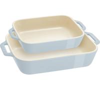Lot de 2 moules à four Staub Ceramique, rectangulaires, bleu clair, en céramique...