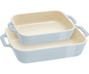 Lot de 2 moules à four Staub Ceramique, rectangulaires, bleu clair, en céramique...