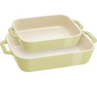 Lot de 2 moules à four Staub Ceramique, rectangulaires, vert clair, en céramique...