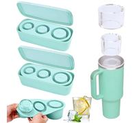 Lot de 2 Moules à Glaçons Cylindriques pour Tasses Stanley 30/40oz, Silicone avec Couvercle et Bac, Réutilisable et Sûr, pour Rafraîchir Eau, Jus, Cocktails