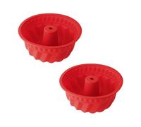 Dr. Oetker 9926450 Lot de 2 moules à Kougelhopf, 2 Moules à gâteaux, Moule silicone, Moule à kouglof, moules à gâteaux en silicone, Silicone, Rouge, 21,5 cm