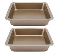 Lot de 2 moules à pâtisserie carrés antiadhésifs |pour Gâteau/Pizza/Pain (Golden TG01#B)