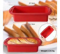 lot de 2 moules à pâtisserie en silicone avec revêtement antiadhésif, rectangulaires, 27,5 x 21,5 x 6,5 cm, idéal pour le pain maison, les gâteaux, le pain de viande et les brownies.