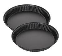 Zenker 7543 Lot de 2 moules à quiche, moule à tarte, moule pour quiche lorraine, 2 moules à quiches lorraine identiques, moule quiche, 2 moules à tartes, Acier inoxydable, Noir, 30 x 3,5 cm