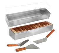 Lot de 2 moules à tiramisu avec couvercles acryliques et 3 spatules à manche en bois, moules rectangulaires en acier inoxydable, 15,9 x 3,9 x 2,6 pouces pour tiramisu, cheesecake, mousse, lasagnes