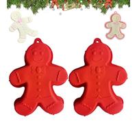 Lot de 2 moules en silicone anti-adhésifs en forme de bonhomme en | Grand moule à pain d'épice 26 × 20 × 4,5 cm, outils de cuisson pour gâteaux, savon, gelée, biscuits, crêpes, chocolat