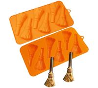 Lot de 2 moules en silicone antiadhésifs en forme de balai à 6 cavités pour Halloween, pour chocolat, fondant, cupcakes, résine, fabrication savon, friandises fête