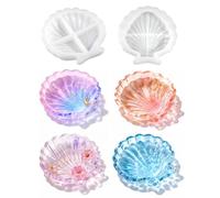 Lot de 2 moules en silicone en forme de coquillages pour résine, moules à | Faites deux plats à bijoux en forme de coquillage à la fois avec des moules flexibles réutilisables pour la résine, le plâtre