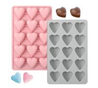 Lot de 2 moules en silicone en forme de cœur, moule en silicone pour chocolat, petit savon fait main, chocolat, glaçons, convient pour la Saint-Valentin, les mariages, les fiançailles, les grandes