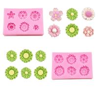Lot de 2 moules en silicone pour fleurs, fleurs en 3D, chocolat, pâte à sucre