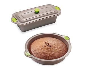Lot de 2 moules Rigiflex : moule à manqué et moule à terrine avec couvercle Mathon