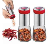 Lot de 2 moulins à piment 140 ml, moulin à piment en verre, moulin à piment, moulin à piment avec lame de coupe en acier inoxydable, coupe également d'autres herbes grossières pour les épices