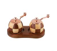 Lot de 2 moulins à poivre en bois massif à manivelle réglable à double fonction pour le stockage du sel et la cuisine, marron (deux ensembles + base)