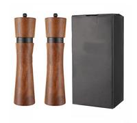 Lot de 2 moulins à poivre et sel en bois, rechargeables, moulins à poivre et sel réglables avec support