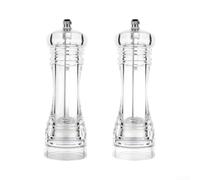 Lot de 2 moulins à sel et poivre électriques en acrylique - Épaisseur réglable - Fonctionnement par simple pression - Moulin à assaisonnement de cuisine - Argenté transparent - 16,2 cm