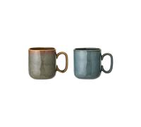 Lot de 2 mugs en grès vert, forme carrée aux coins arrondis, fait main - Bloomingville, Aime - 9x9x10 cm