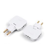Lot de 2 Multiprise Plate Murale Rotative 180° avec 3 Plugs Prise Plate | 3-en-1 Fiche extra Plate, Compatible Normes US/EU - Idéal pour le Bureau, Derrière un Canapé, un lit ou dans les Espaces