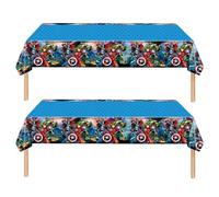 Lot de 2 nappes de fête Marvel Avengers pour enfants, 130 x 220 cm, nappe en plastique pour fête à thème de dessin animé, décoration d'anniversaire de héros pour enfants, décoration de
