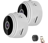 Lot de 2 nichoirs avec caméra sans fil extérieure, vision nocturne 720p, Wi-Fi, blanc