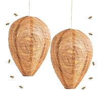 Lot de 2 nid de guêpes artificiels à suspendre pour l'extérieur, imperméable, résistant aux intempéries, pour la maison et le jardin (A)