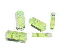 Lot de 2 niveaux à bulle cylindriques Vert 9,5 x 39,5 mm | 3 niveaux carrés, 2 fioles cylindriques, construction acrylique, couleur verte, mesure horizontale précise