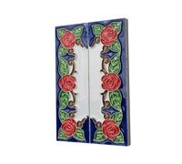 Lot de 2 numéros de maison en céramique faits à la main Motif roses rouges italiennes