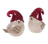 Lot de 2 oiseaux bonnet - Amadeus - Crème / Ivoire - Céramique Rouge