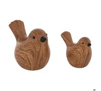 Atmosphera - Statuettes oiseaux Family Corner - Lot de 2 céramique Marron 10,7 cm