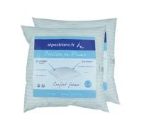 Lot de 2 oreillers 100% plumettes fabriqués en France - Soutien mi-ferme | Confort naturel • Garnissage neuf 100% plumettes • Accueil moelleux • Enveloppe antiacarien coton et polyester • Lavables
