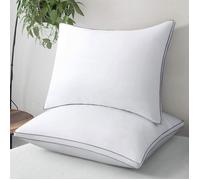 Lot de 2 oreillers 50x70 cm blanc - Garnissage microfibre 1000g - Envelope polyester respirant - Anti-acarien et hypoallergénique
