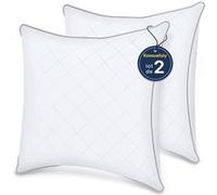 Lot de 2 Oreillers 60x60 cm Konsoefuly, Souples, Garnissage Polyester Haute Résilience, Respirant, Anti-acariens, Confort Optimal Toute l'Année blanc