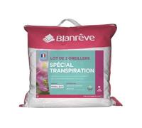 Lot de 2 Oreillers - BLANREVE - Spécial Transpiration - 60 x 60 cm - Blanc